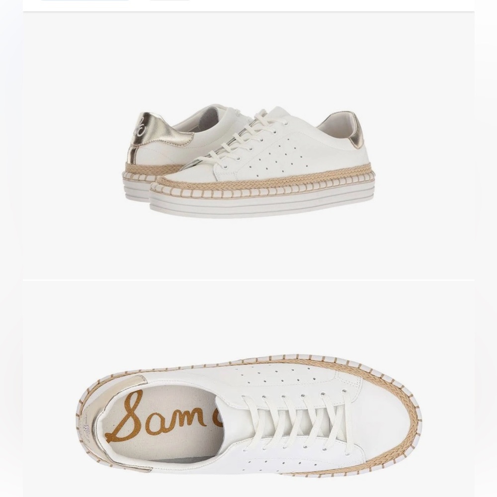 Sam Edelman Women's Kavi White Leather Espadrille Sneaker Shoes - Size 10 M